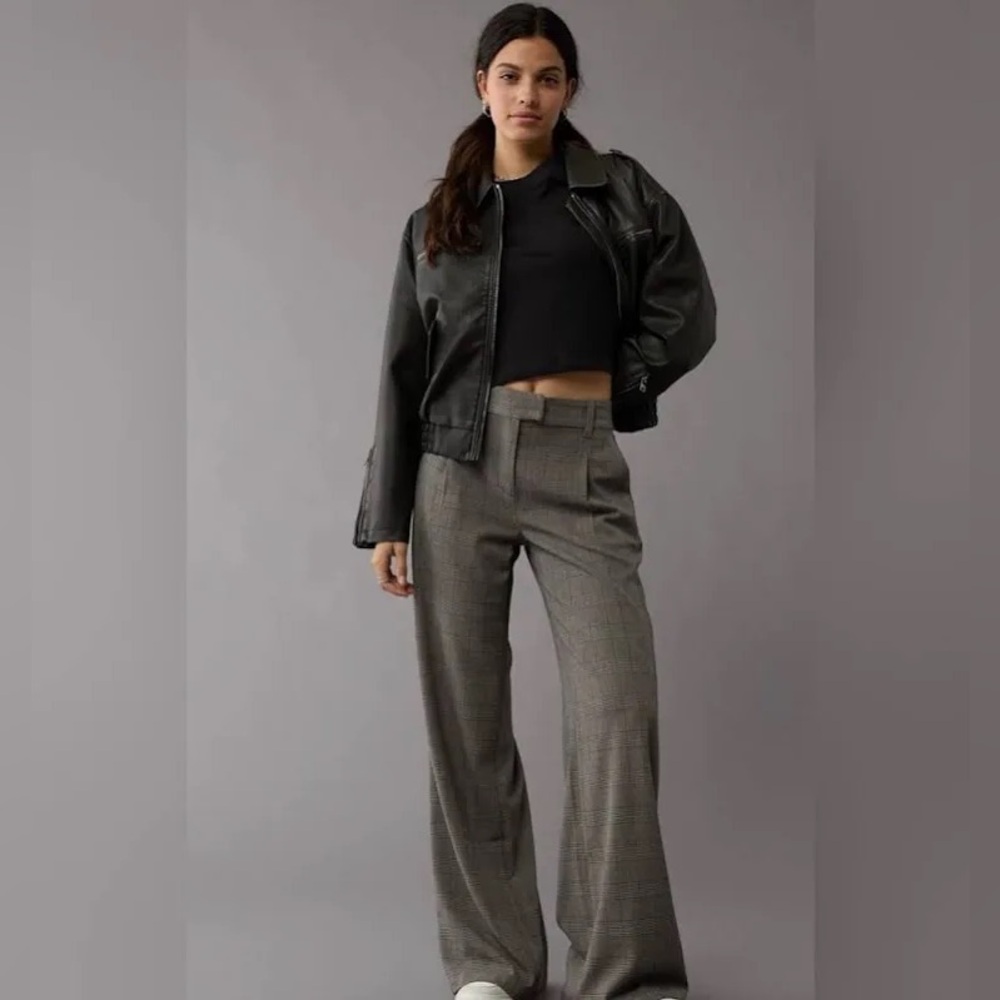 American Eagle Gray‎ Women's Wide Leg Trousers Sz 2